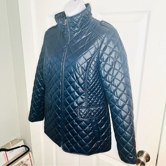 Ellen Tracy Lightweight Insulated Quilted Jacket Zipper Navy Blue M - Picture 5 of 12
